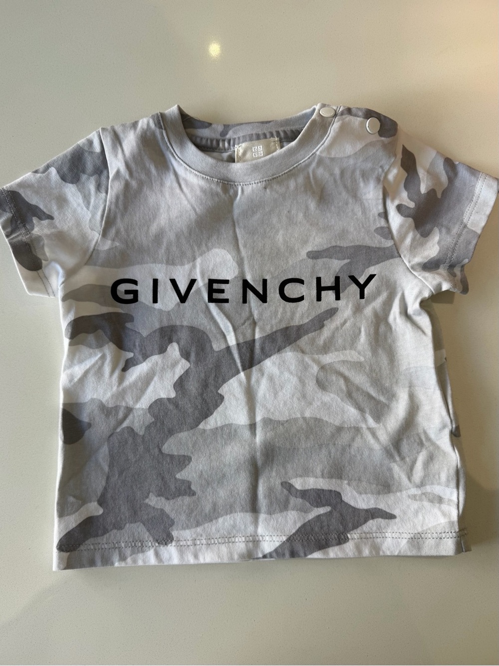 Givenchy Baby Grey Camouflage Logo T-Shirt | 12M